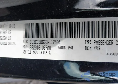 2014 Chrysler 200 Touring z USA, uszkodzony, nr VIN 1C3CCBBG6EN117560